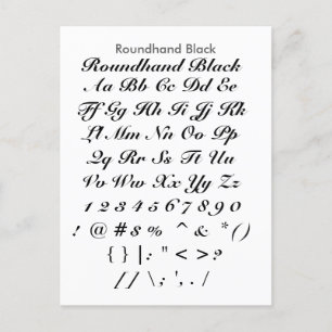 Roundhand svart - lakan för Zazzle Vykort