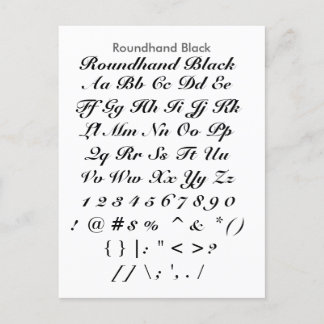 Roundhand svart - lakan för Zazzle Vykort