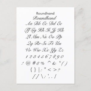 Roundhand - Zazzle Font Sampler Lakan Vykort