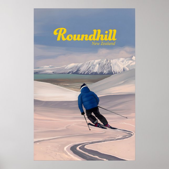 Roundhill Nya Zeeland Skidort Affisch (Framsidan)