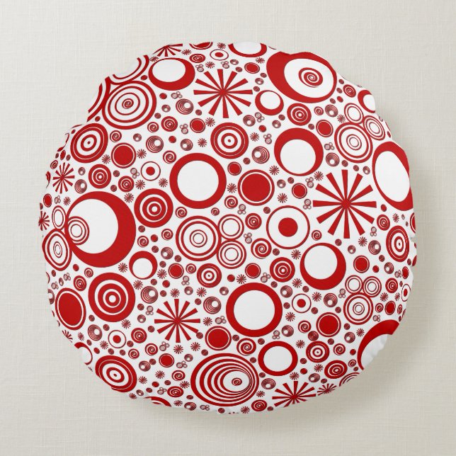 Rounds-Red och White Round Dekorativ kudde (Framsidan)