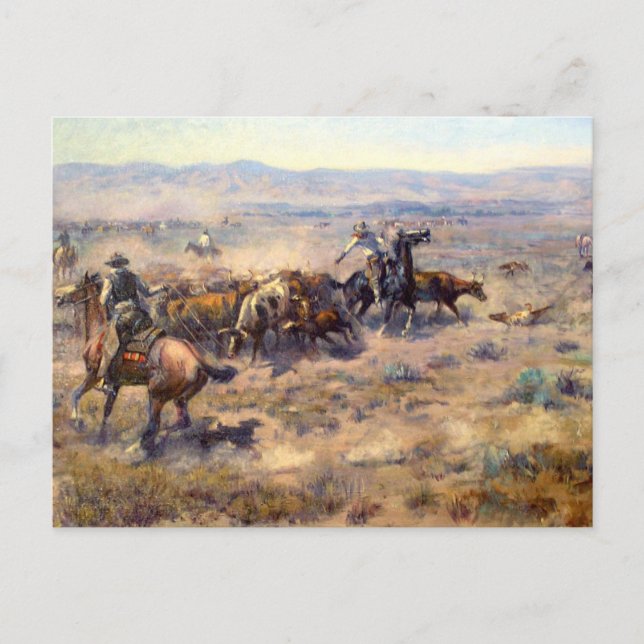 Roundup 1913 - Charles Marion Russell Vykort (Framsida)