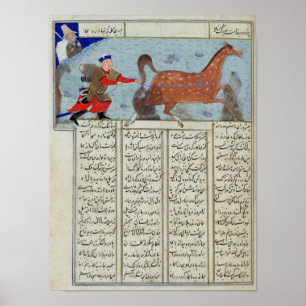 Rourestammen som fångar sin häst från Shahnama Poster