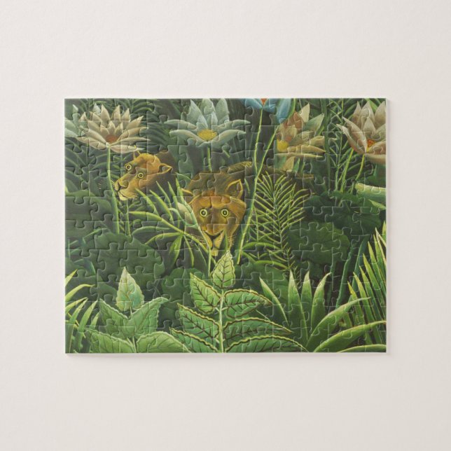 Rousseau Jungle Tropical Lejon Art Skriv ut botani Pussel (Horisontell)
