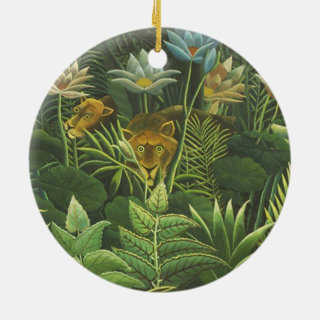 Rousseau Jungle Tropical Lejon Art Skriv ut målnin Julgransprydnad Keramik (Baksidan)