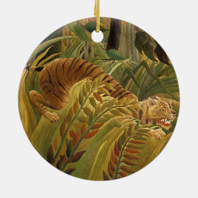 Rousseau Jungle Tropical Tiger Art Julgransprydnad Keramik (Baksidan)