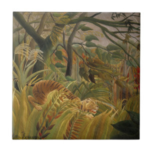 Rousseau Jungle Tropical Tiger Art Kakelplatta