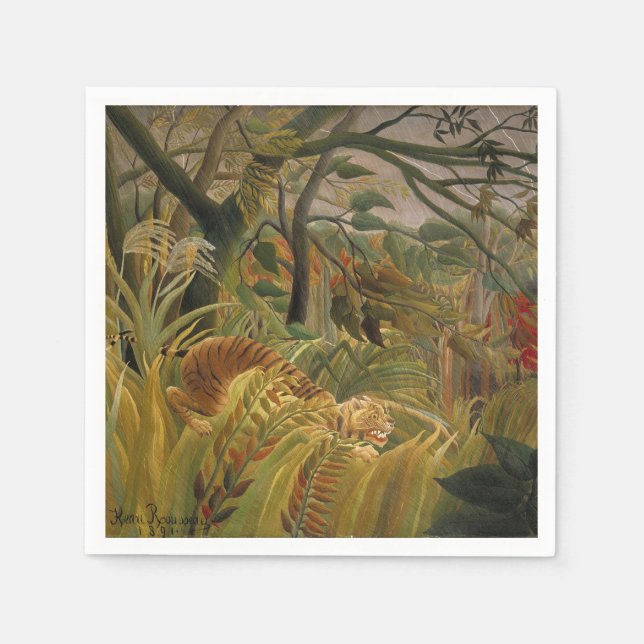 Rousseau Jungle Tropical Tiger Art Pappersservett (Framsidan)