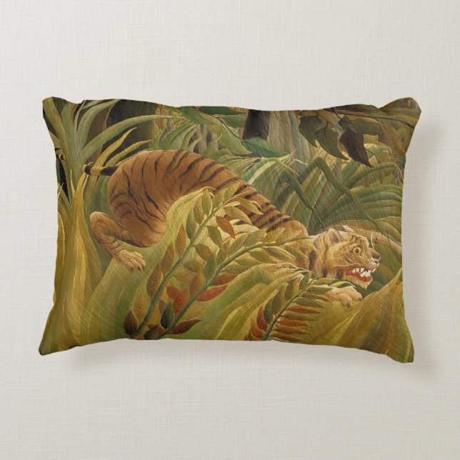 Rousseau Jungle Tropical Tiger Art Prydnadskudde (Baksidan)