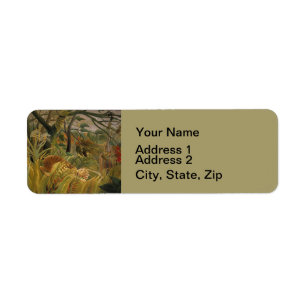 Rousseau Jungle Tropical Tiger Art Returadress Etikett