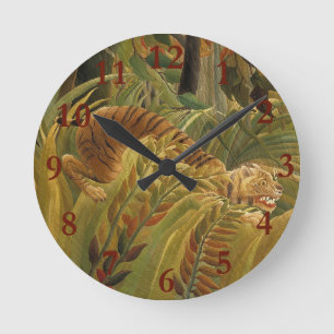 Rousseau Jungle Tropical Tiger Art Rund Klocka