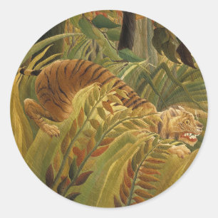 Rousseau Jungle Tropical Tiger Art Runt Klistermärke