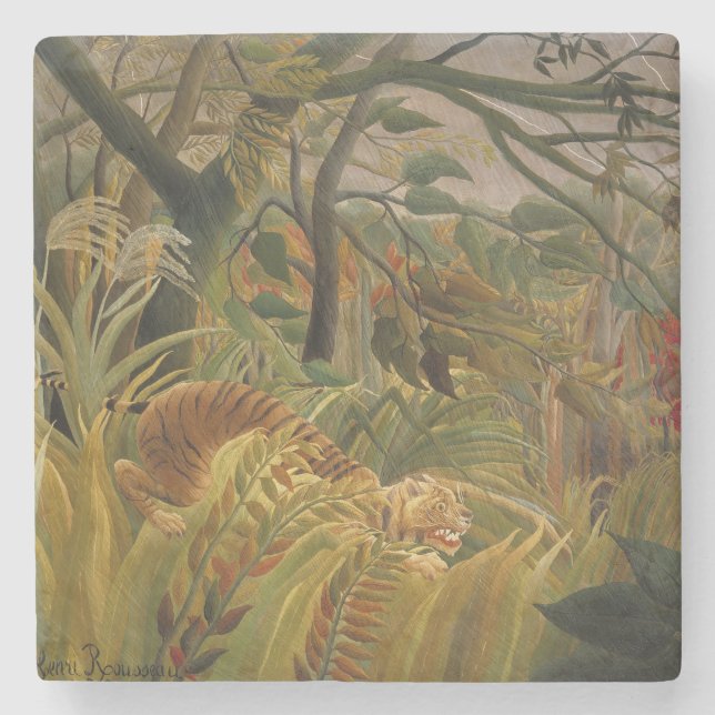 Rousseau Jungle Tropical Tiger Art Underlägg Sten (Framsidan)