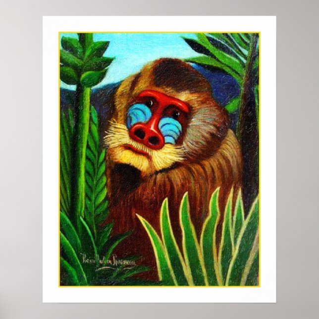 Rousseau - Mandril i Jungle (anpassning) Poster (Framsidan)