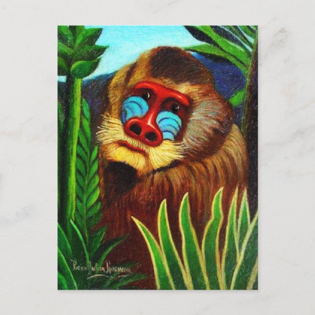 Rousseau - Mandril i Jungle (anpassning) Vykort (Framsida)