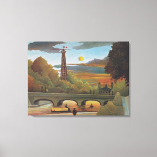 Rousseau Seine och Eiffel-torn i solnedgången Canvastryck