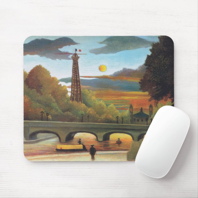 Rousseau Seine och Eiffel-torn i Sunset Musmatta (Med mus)