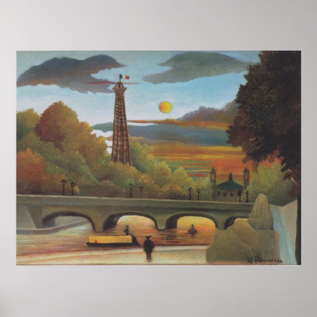 Rousseau Seine och Eiffel-torn i sunset Post Poster (Framsidan)