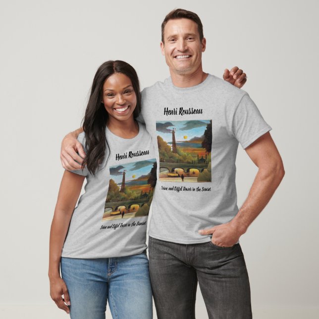 Rousseau Seine och Eiffel Torn i Sunset T Shirt (Unisex)