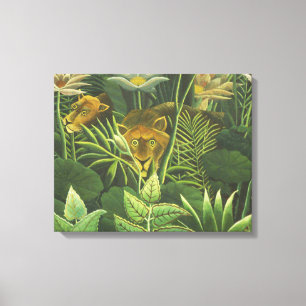 Rousseau Tropical Jungle Lejon Painting Canvastryck
