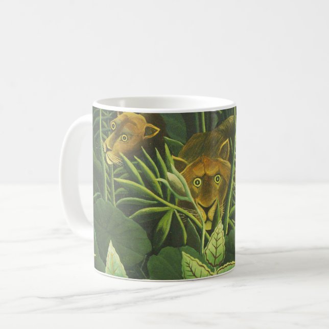Rousseau Tropical Jungle Lejon Painting Kaffemugg (Framsida vänster)