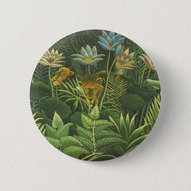 Rousseau Tropical Jungle Lejon Painting Knapp (Framsida)