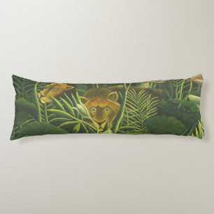 Rousseau Tropical Jungle Lejon Painting Kroppskudde