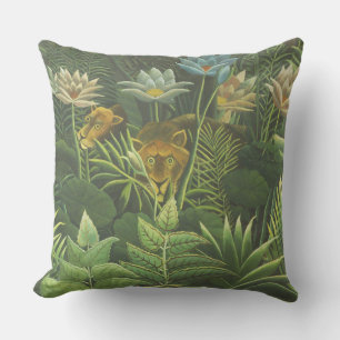 Rousseau Tropical Jungle Lejon Painting Kudde