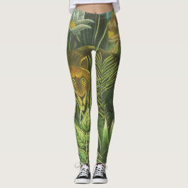 Rousseau Tropical Jungle Lejon Painting Leggings