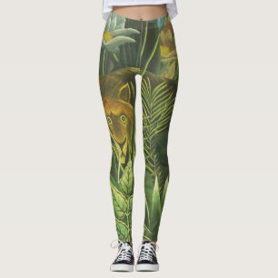 Rousseau Tropical Jungle Lejon Painting Leggings