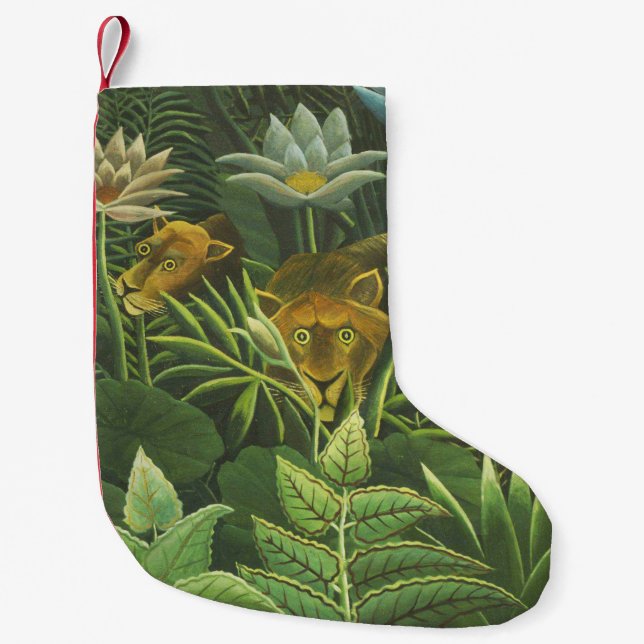 Rousseau Tropical Jungle Lejon Painting Liten Julstrumpa (Framsidan)