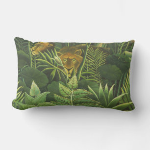 Rousseau Tropical Jungle Lejon Painting Lumbarkudde