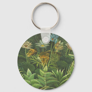 Rousseau Tropical Jungle Lejon Painting Nyckelring
