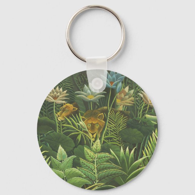 Rousseau Tropical Jungle Lejon Painting Nyckelring (Framsida)