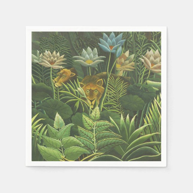 Rousseau Tropical Jungle Lejon Painting Pappersservett (Framsidan)