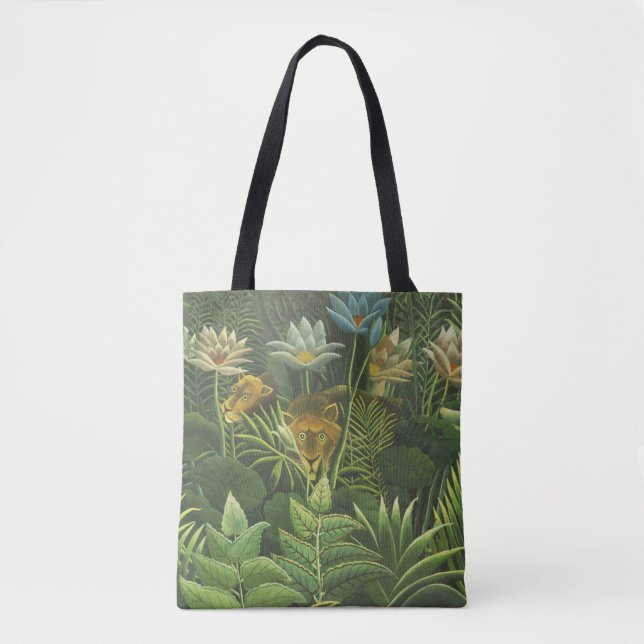Rousseau Tropical Jungle Lejon Painting Tygkasse (Framsida)
