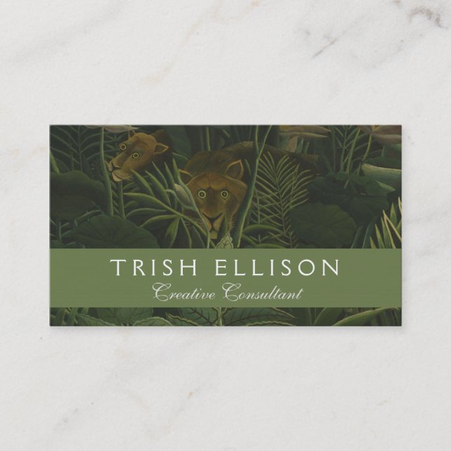 Rousseau Tropical Jungle Lejon Painting Visitkort (Framsida)