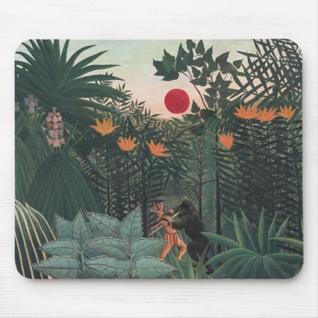 Rousseau - Tropiskt Landskap, Indian och Gorilla Musmatta (Framsidan)