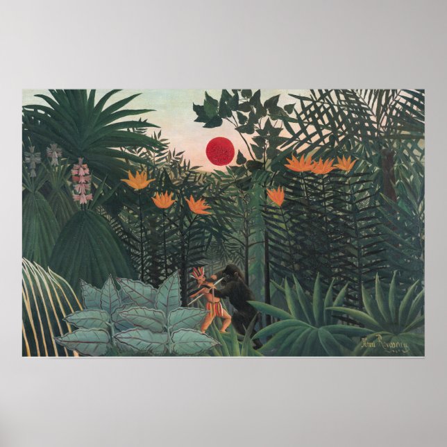 Rousseau - Tropiskt Landskap, Indian och Gorilla Poster (Framsidan)