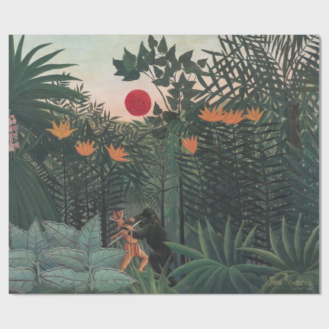 Rousseau - Tropiskt Landskap, Indian och Gorilla Presentpapper (Platt)