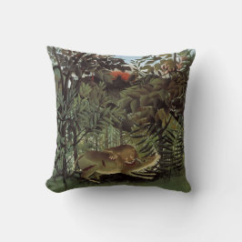 Rousseaus hungriga lejona dekorativ kudde