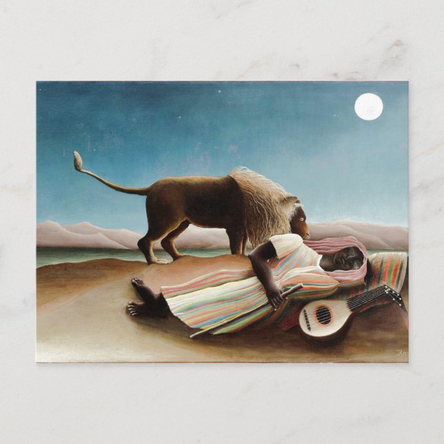 Rousseau's "The Sleeping Gypsy" (1897) Vykort (Framsida)