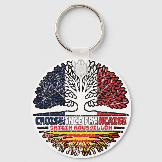 Roussillon Catalan Fransk Frankrike Träd Roots Fla Nyckelring (Framsida)