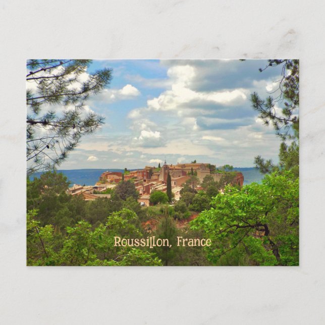 Roussillon, Frankrike, Vacker kulle stad Vykort (Framsida)