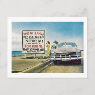 Route 1, Nyckel Väster, Florida Retro Vintage Vykort