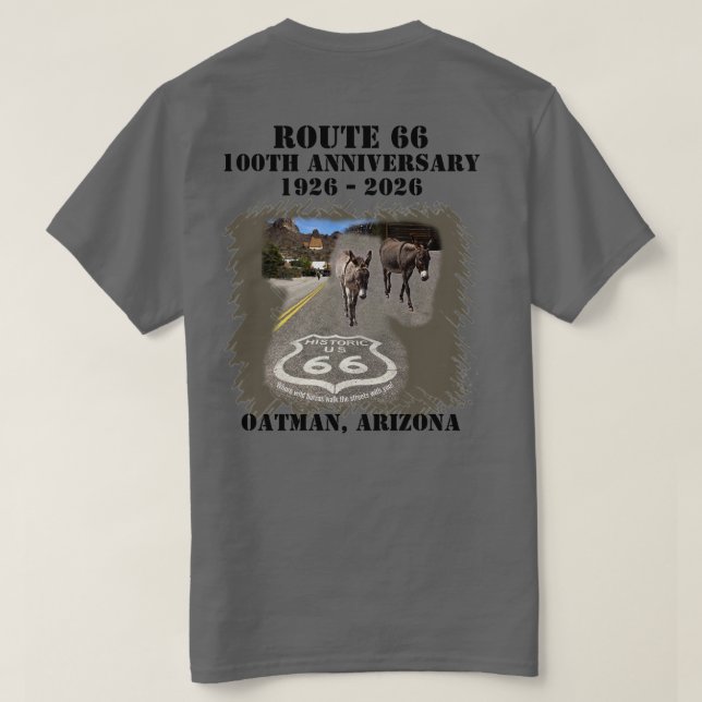 Route 66 100-årsjubileum Oatman Arizona Back T Shirt (Design baksida)