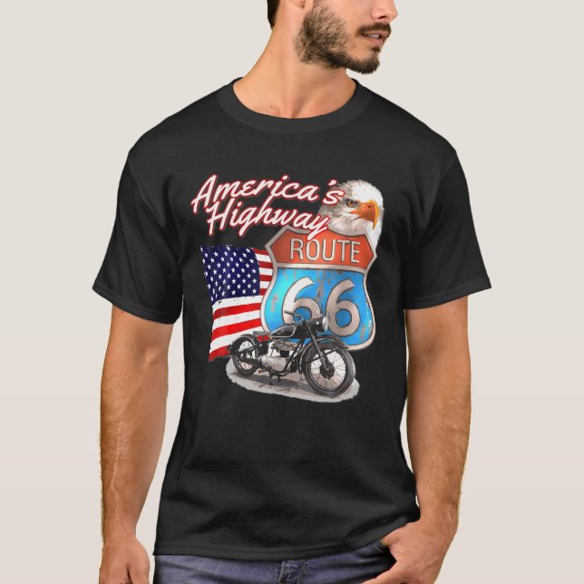 Route 66 - Amerikanska motorvägen Resa USA T Shirt (Framsida)