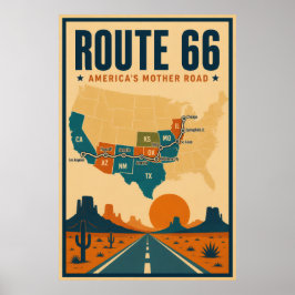 Route 66 Amerikas Moder Väg Poster
