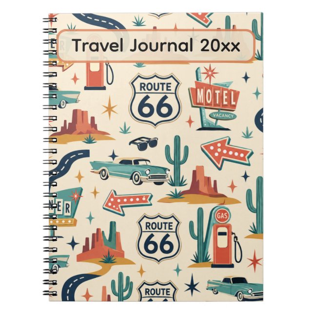 Route 66 anpassade road trip-minnen anteckningsbok (Framsidan)