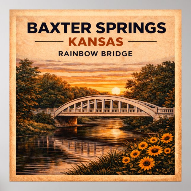 Route 66 Baxter Springs Rainbow Bridge Poster (Framsidan)